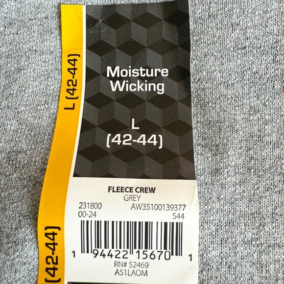 Athletic Works Men's Fleece Gray Crew Sweatshirt L (42-44) Moisture Wicking NWT - Picture 7 of 11